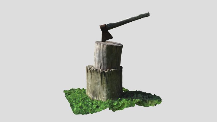 Axe In Stump - Photoscanned 3D Model