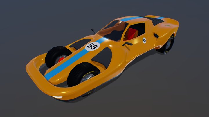 Retro-Futuristic Racecar 3D Model
