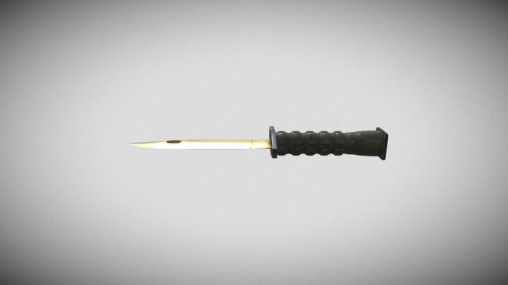 Gold Blood - Splattered M9 Bayonet 3D Model