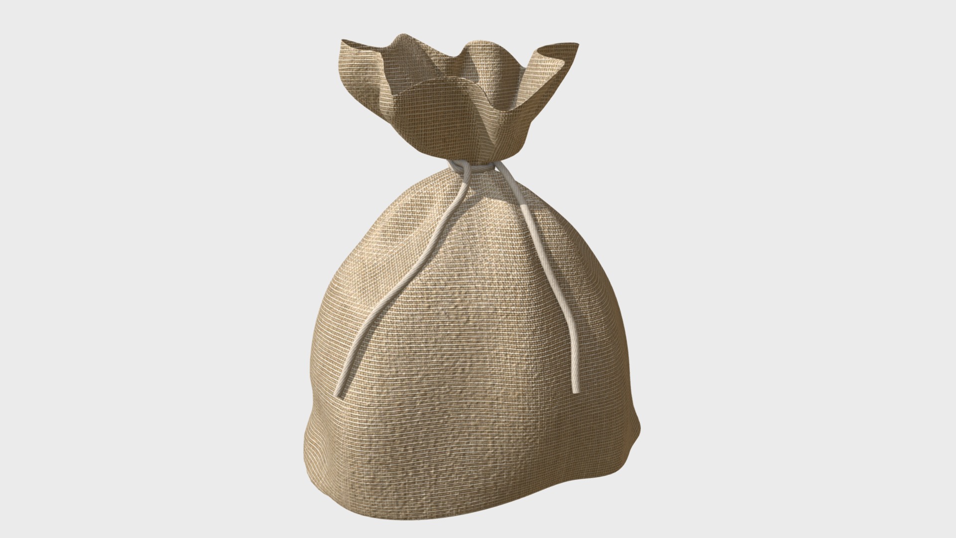 3D model Jute sack - This is a 3D model of the Jute sack. The 3D model is about a brown hat with a bow.