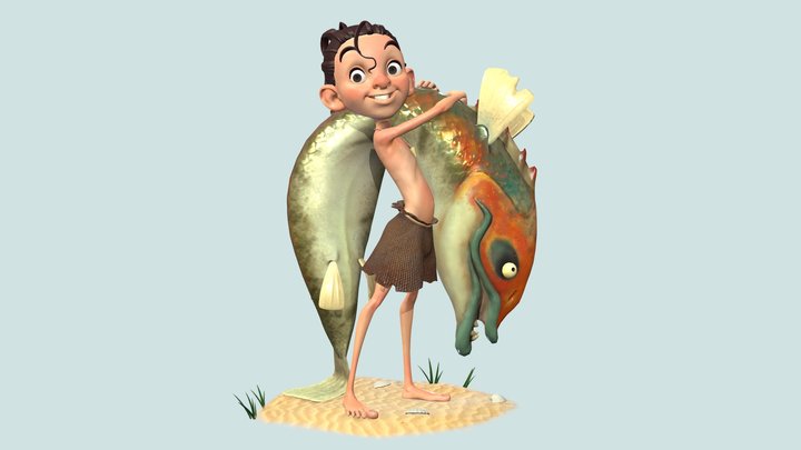 LITTLE BOY WITH BIG FISH 3D Model