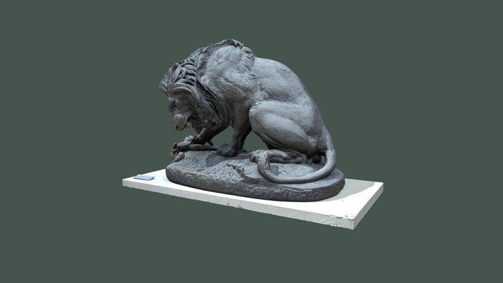 Lion au serpent - Paris - Louvre - lowpoly 39k 3D Model