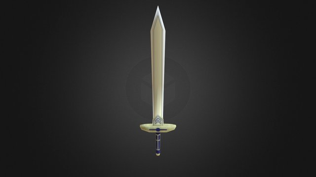 Hand painted low poly sword 3D Model