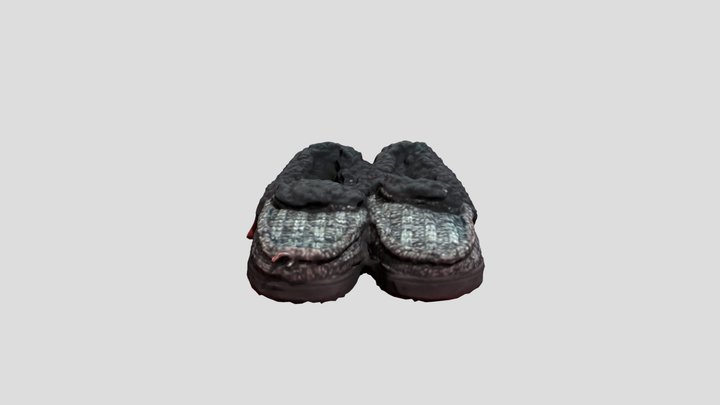 Black Fuzzy Shoes 3D Model
