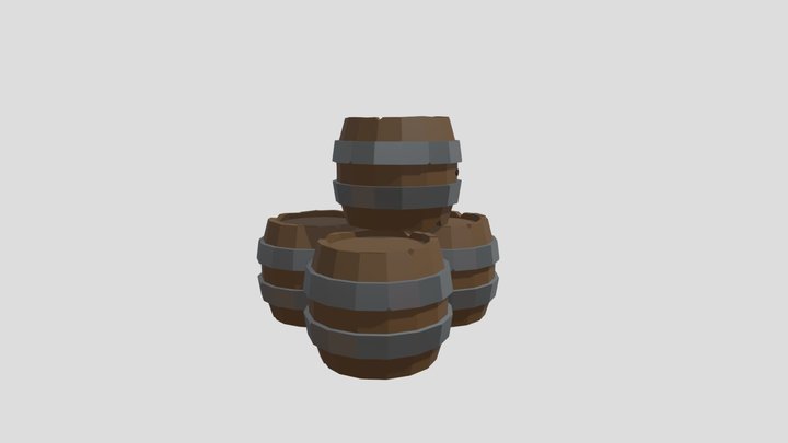 Low Poly Barrels 3D Model