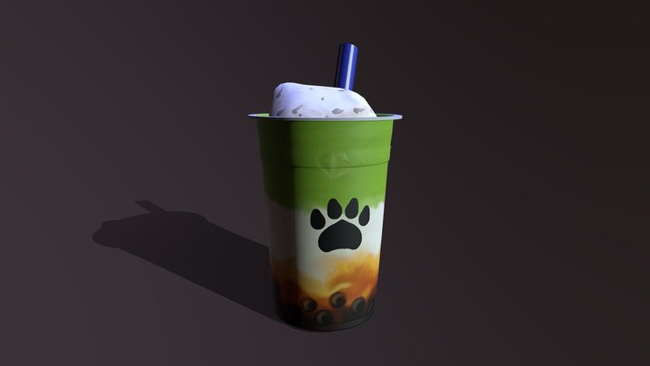 Avocado Brown Sugar Pearl Milk Tea 3D Model