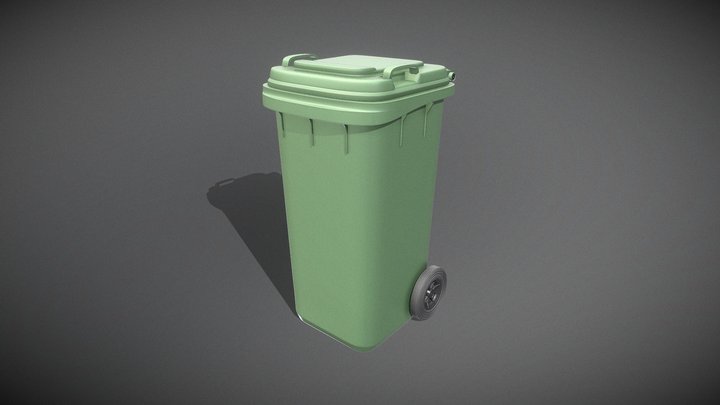 Wheeled-Garbage-Can 120L High-Poly 3D Model
