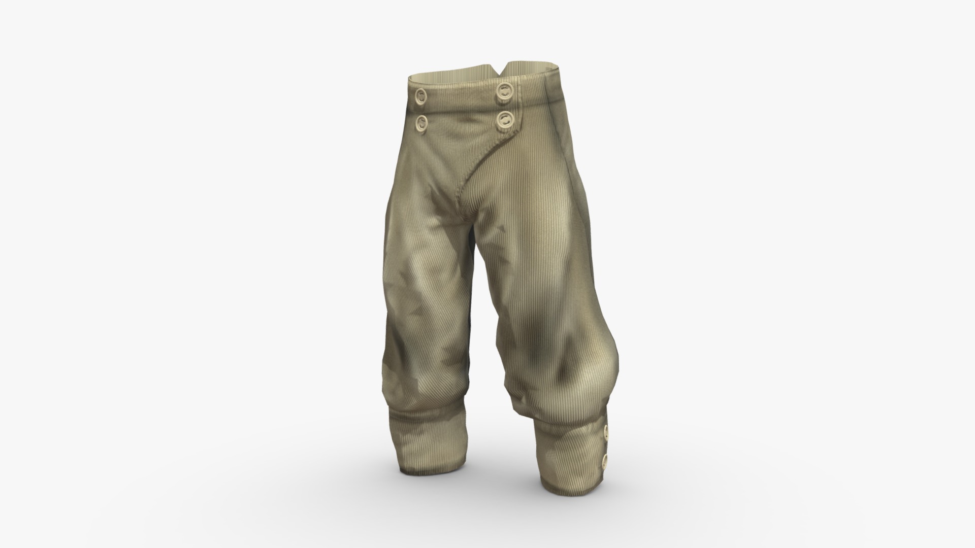 3D model Corduroy Pants for fantasy character - This is a 3D model of the Corduroy Pants for fantasy character. The 3D model is about a pair of grey pants.