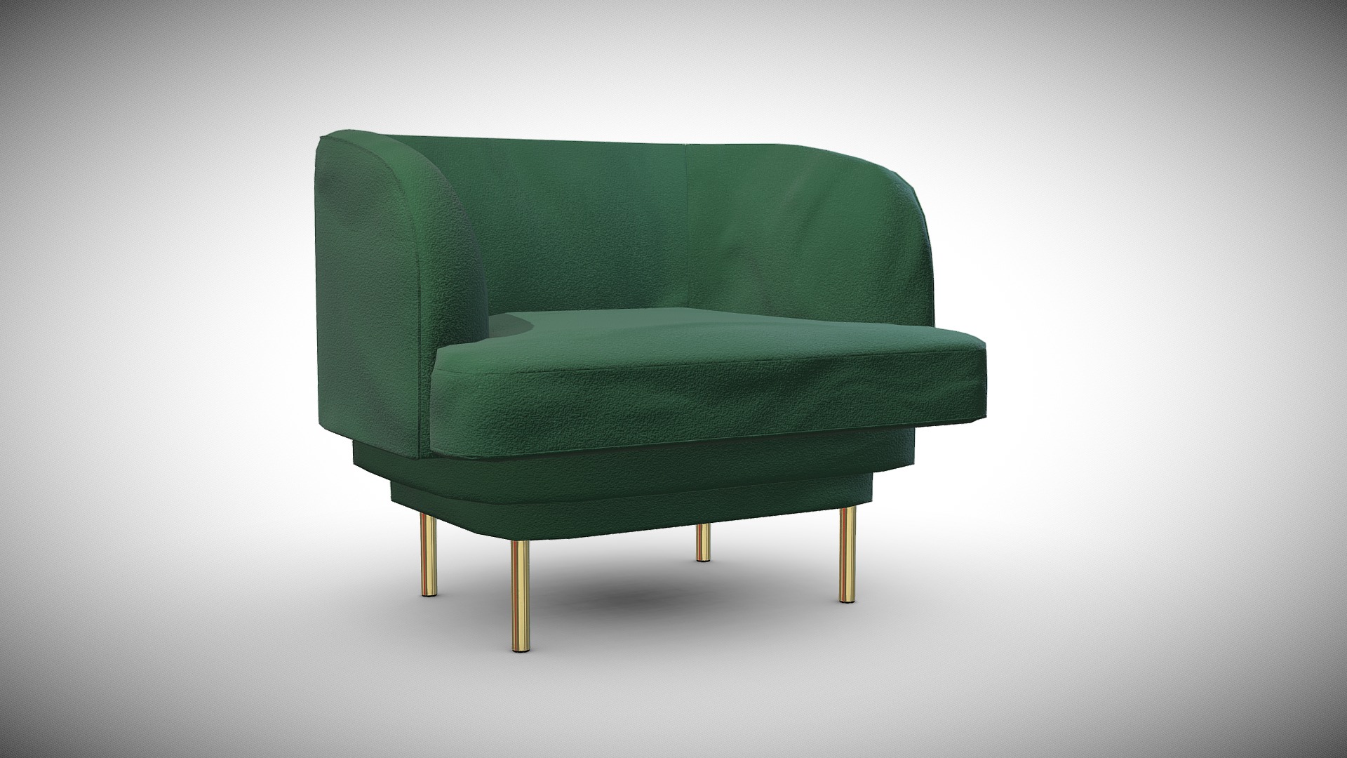 3D model CORNICE ARMCHAIR VELVET - This is a 3D model of the CORNICE ARMCHAIR VELVET. The 3D model is about a green chair with a cushion.