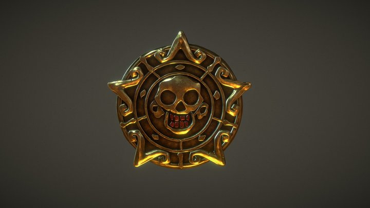 Golden Pirate Coin 3D Model