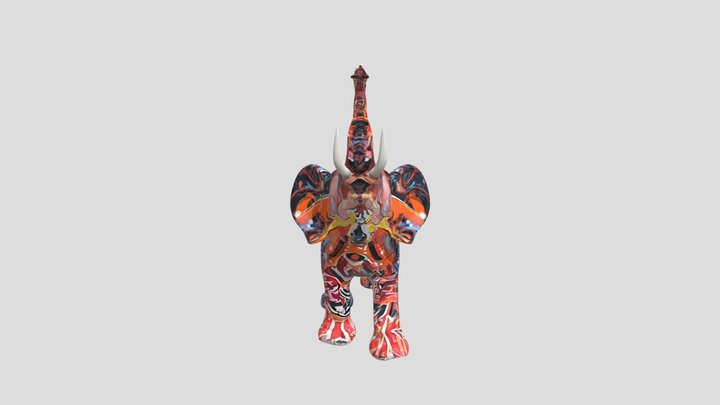 graffiti elephant 3d model 3D Model