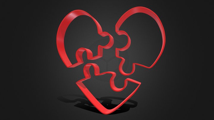 Puzzle Heart Cookie Cutter 3D Model