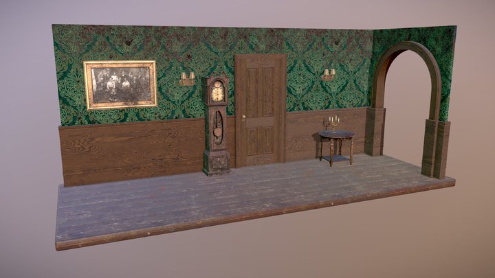 Haunted Victorian Mansion Hallway Diorama 3D Model