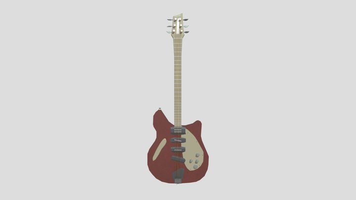 Old red guitar 3D Model