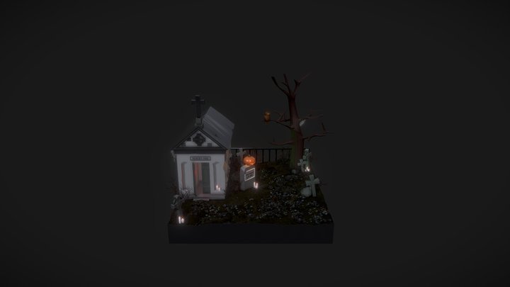Spooky Halloween Cemetery 3D Model