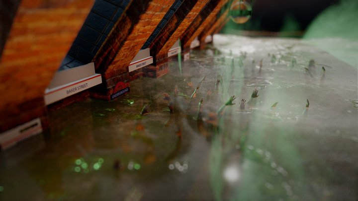 2090 Post-Apocalypse, Flooded London Underground 3D Model