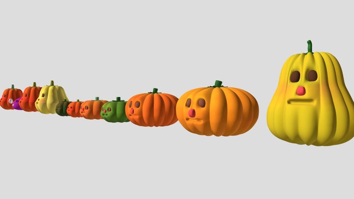 Pumpkins And Mr Onion 3D Model