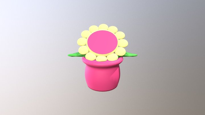 A simple potted flower 3D Model