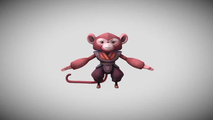 Monkey A pose 3D Model