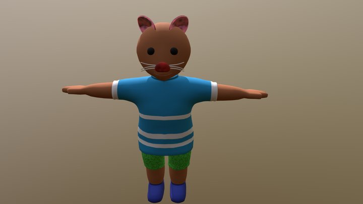 Cartoon Cat - Rigged and Clothed 3D Model