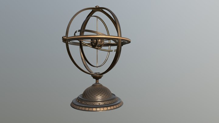Armillary Sphere Clock Work Gear Celestial 3D Model