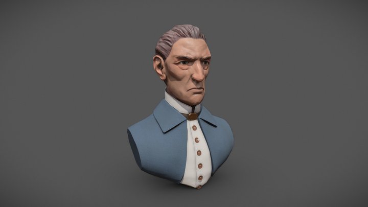 Dishonored Style Character Bust 3D Model