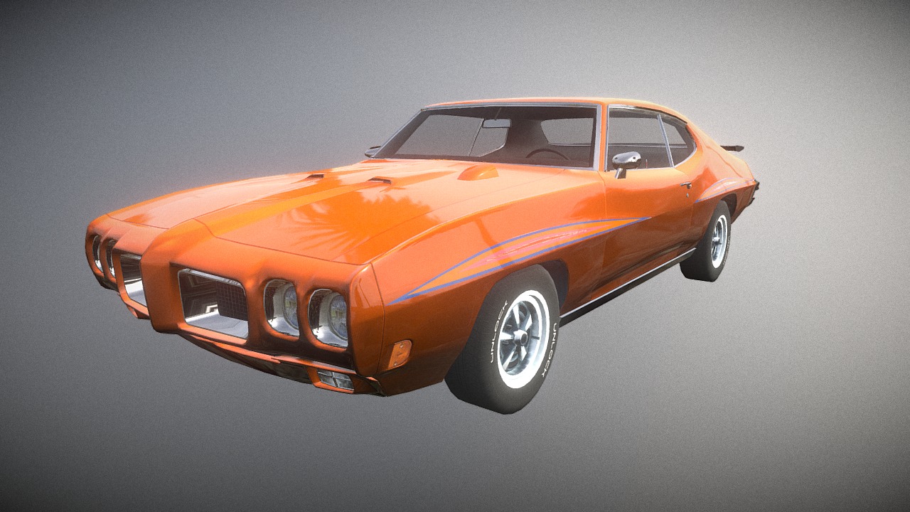 3D model Unlock Classic Muscle Car #01 1970 - This is a 3D model of the Unlock Classic Muscle Car #01 1970. The 3D model is about an orange car with a black background.