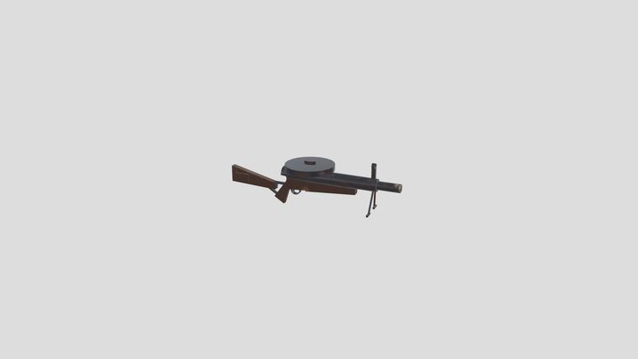 lewis gun textured 3D Model