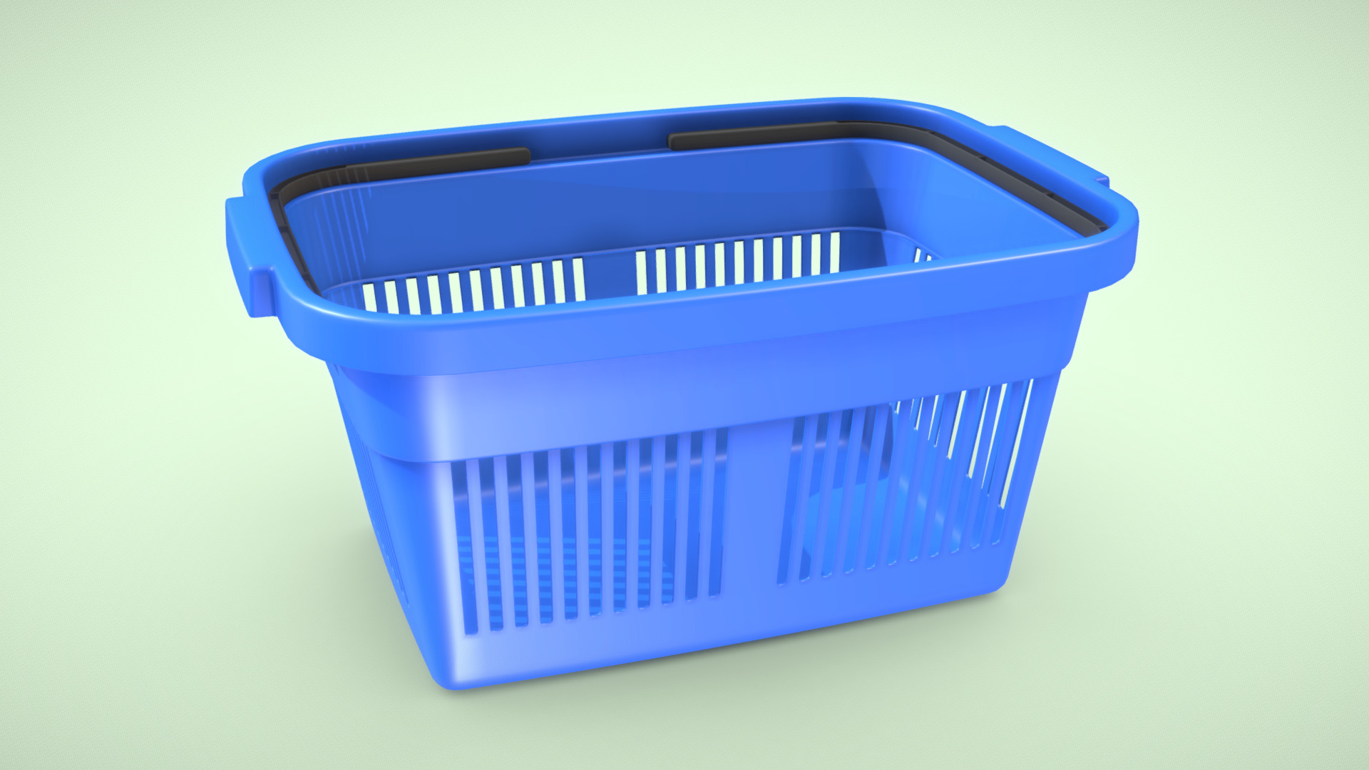 3D model Plastic Shopping Basket - This is a 3D model of the Plastic Shopping Basket. The 3D model is about a blue plastic container.