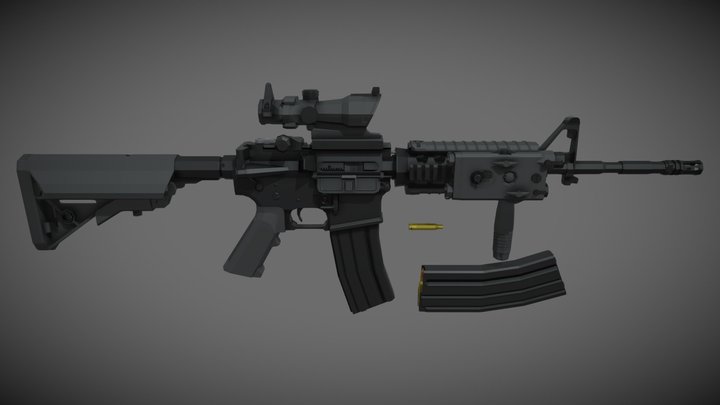 low-poly M4A1 SOPMOD Block I 3D Model