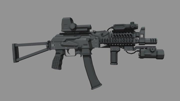Low-poly PP-19 Vityaz-SN 3D Model