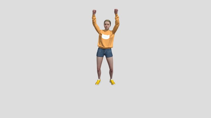 Cheering Female 3D Model
