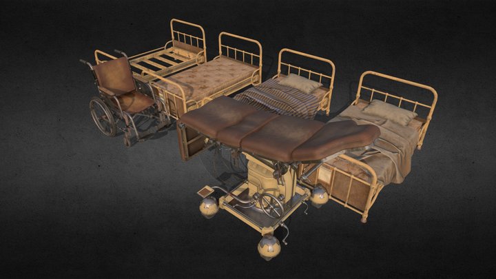 Old Hospital Equipments. 3D Model