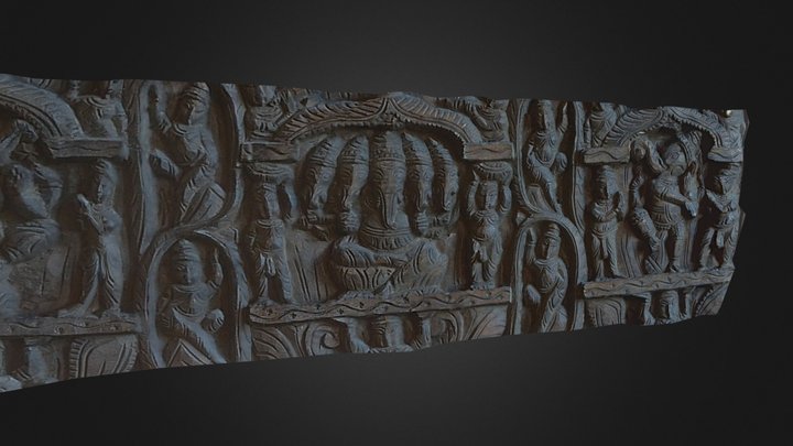 Indian Wood Carving Low Res. 500 triangles 3D Model