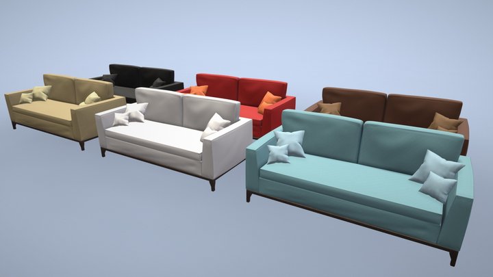 a sofa in different colors 3D Model