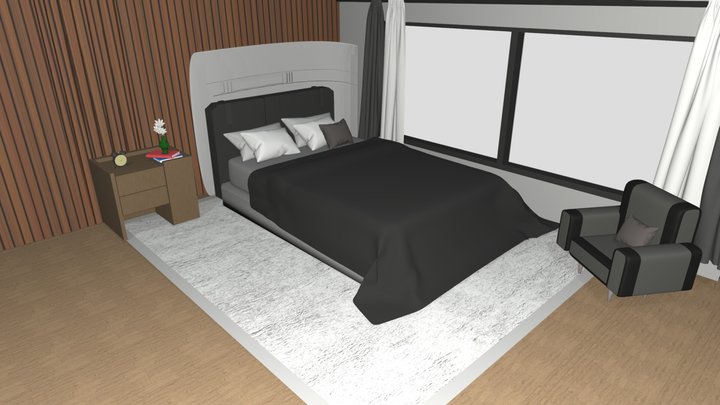 Bedroom At Night 3D Model