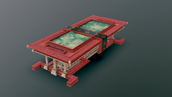 Eastern Asian Retro-Futuristic Table Test 3D Model