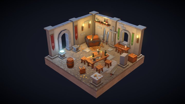Stylized Medieval Castle Room 3D Model