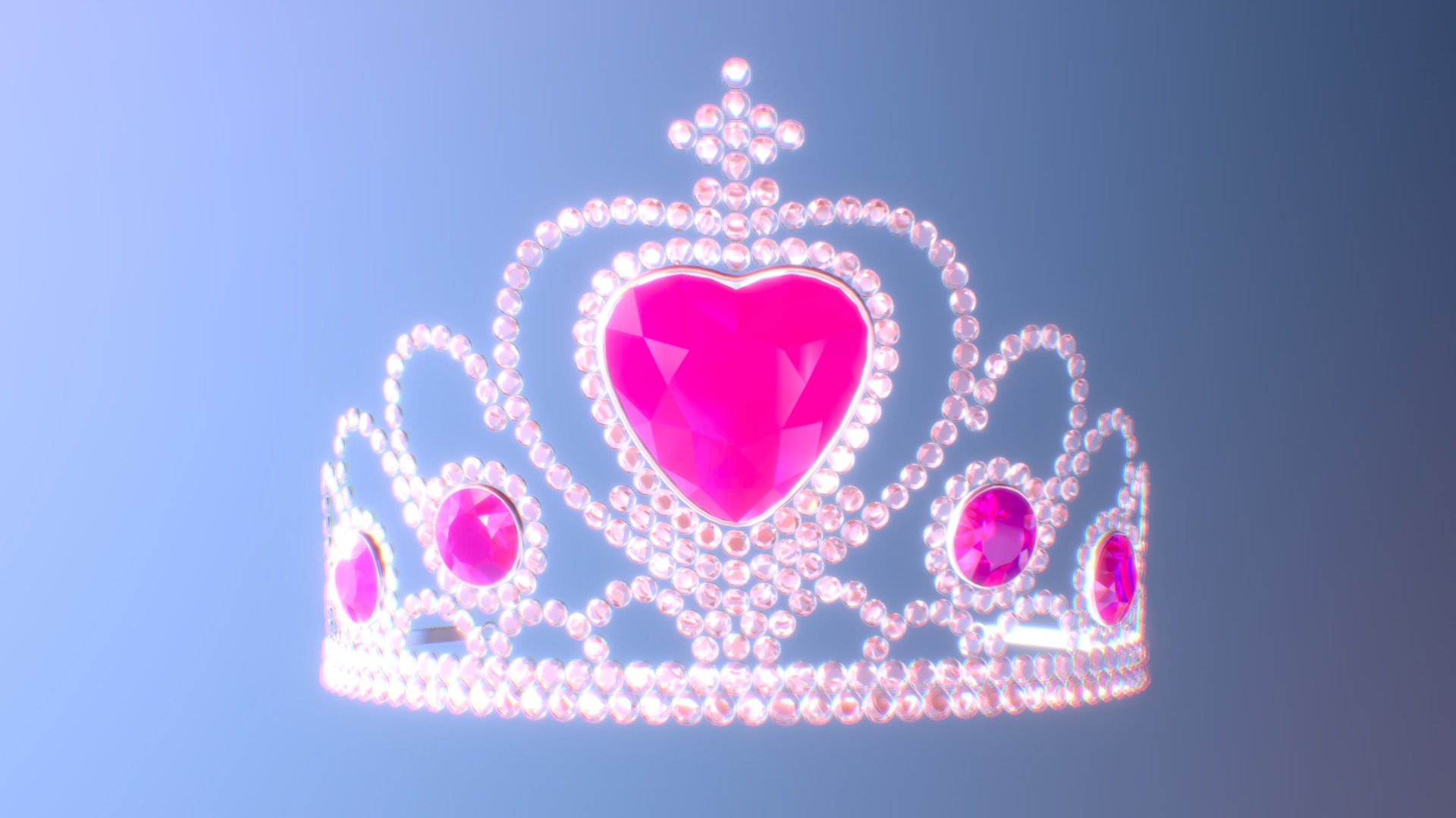 3D model Tiara - This is a 3D model of the Tiara. The 3D model is about a heart made of small pink and white beads.