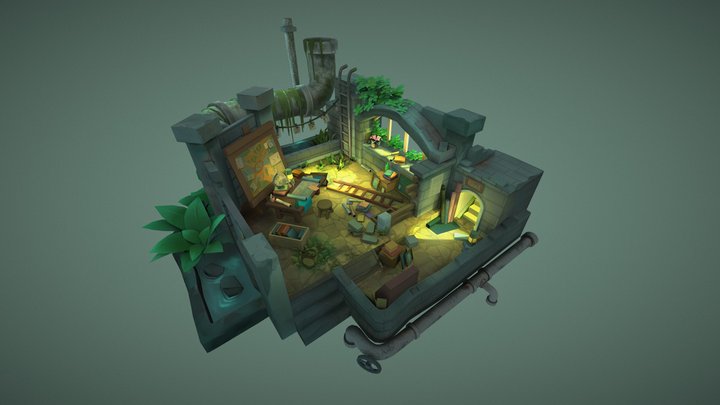 Low Poly Fantasy Tavern 3D Model