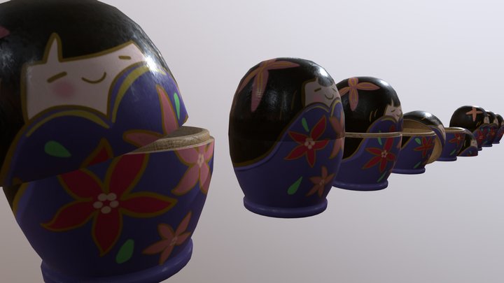 Matryoshka - Kokeshi - Decor Object 3D Model