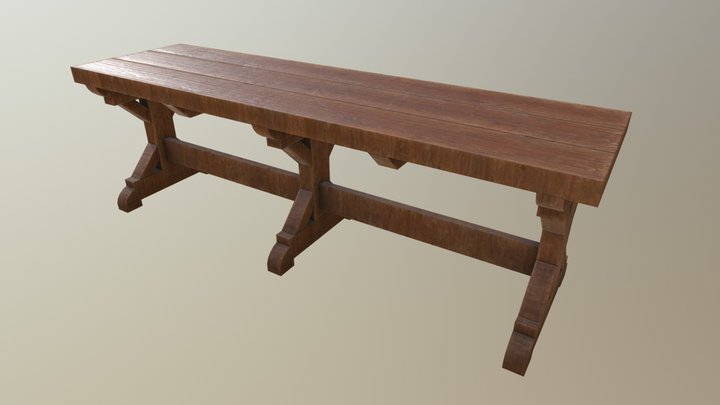 Picnic Bench Brown Cherry 3D Model