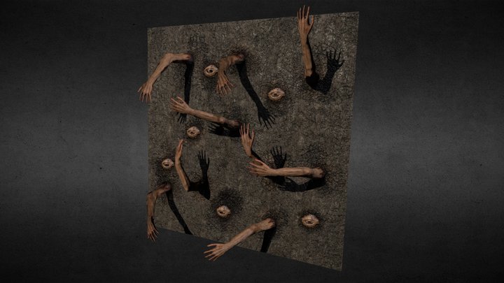 Horror Wall with Growing Arms 3D Model