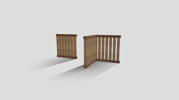 Wooden Railings Set –  LowPoly – Modelo 3D gratuito STL