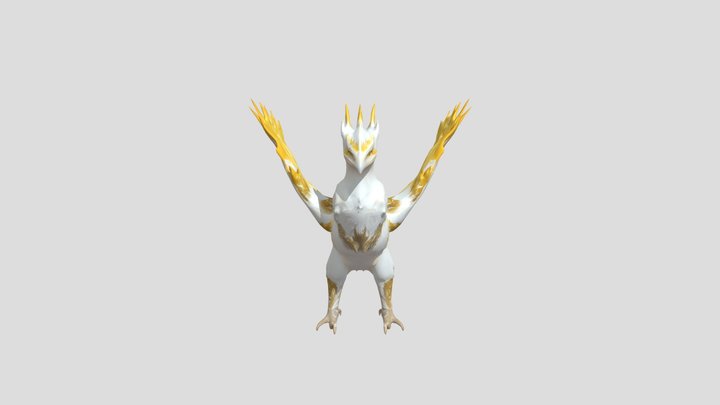 gold and white mythical bird 3D Model