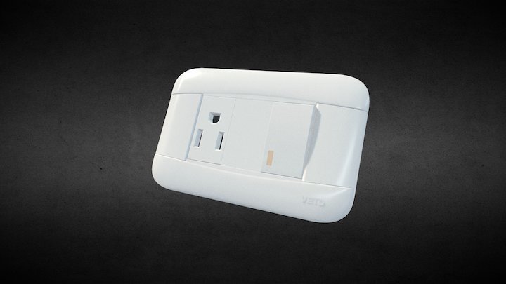 PLACA MIXTA INTERRUPTOR + TOMACORRIENTE PLATA 3D Model