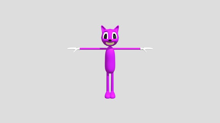 Pink Cartoon Cat 3D Model
