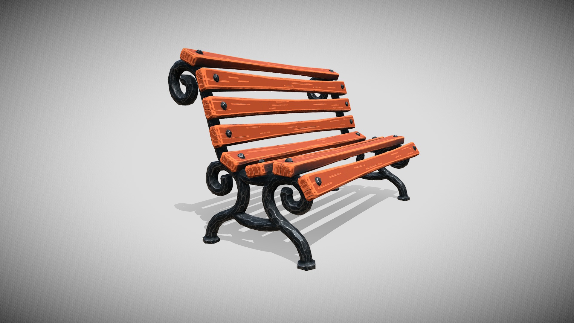 3D model Street bench – steel - This is a 3D model of the Street bench - steel. The 3D model is about a small orange and black wooden cart.