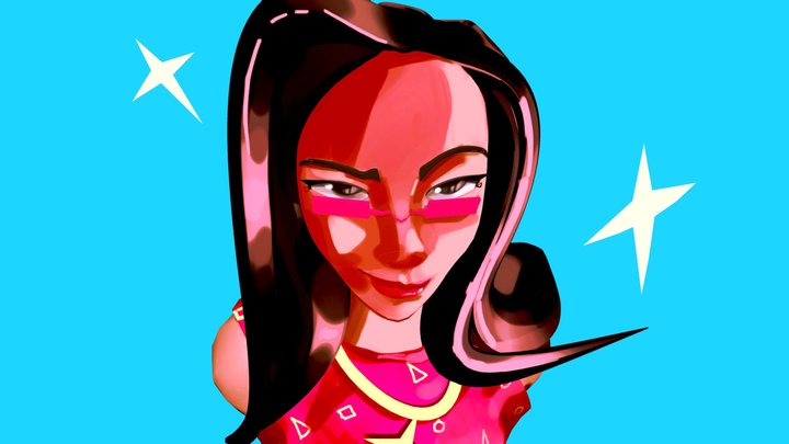 Hand Painted Character Illustration 3D Model