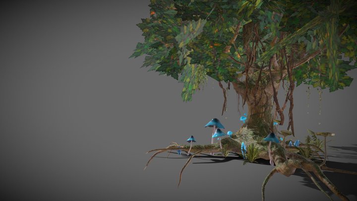 Fantasy Tree and Mushroom – Kostenloses 3D-Modell STL